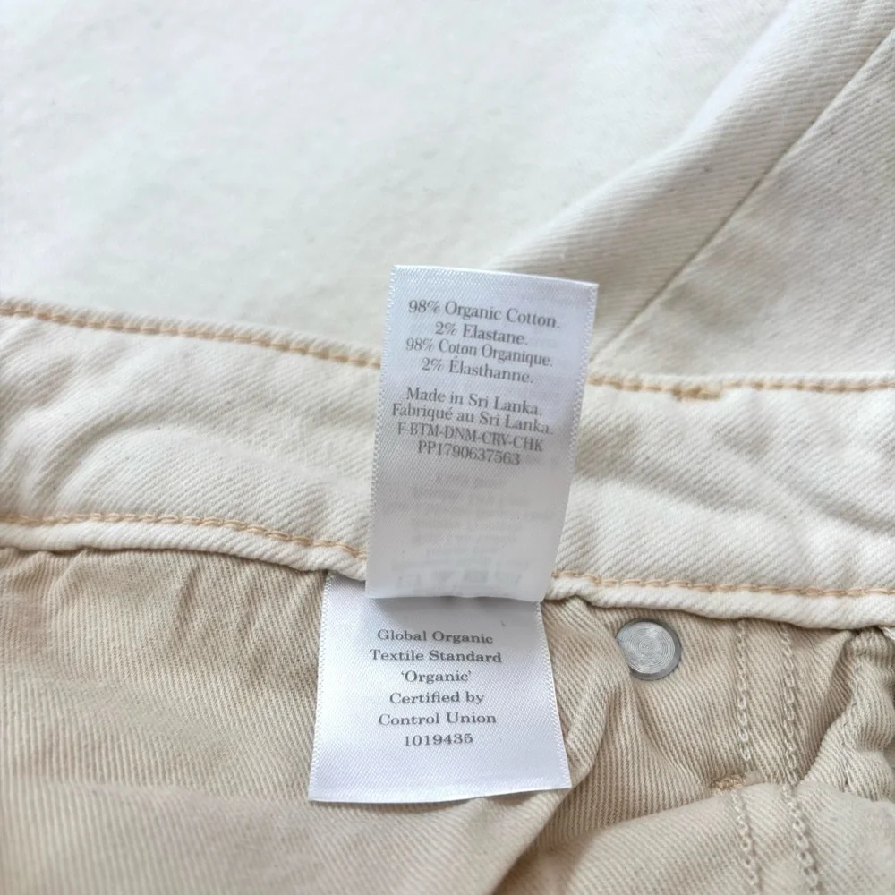 Everlane The Curvy Cheeky Off White Organic Cotton High Rise Crop Jeans size 28